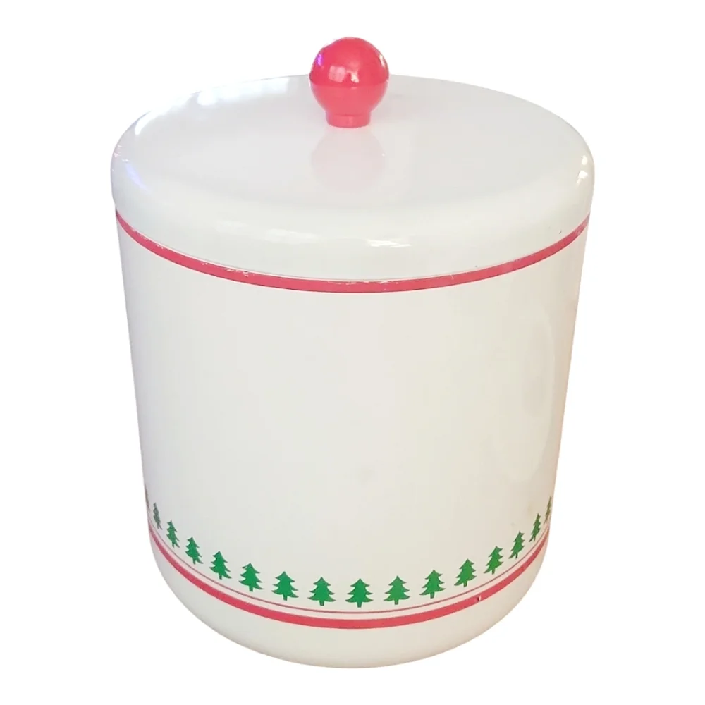 Vintage Kitschy Mid Century Shinko Lacquerware Christmas Holiday Ice Bucket